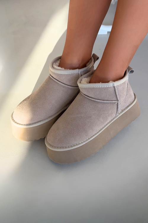 Dámske snehule z prírodného semišu béžové Mairene