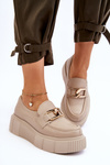 Módne kožené topánky na platforme béžového lemar marsol