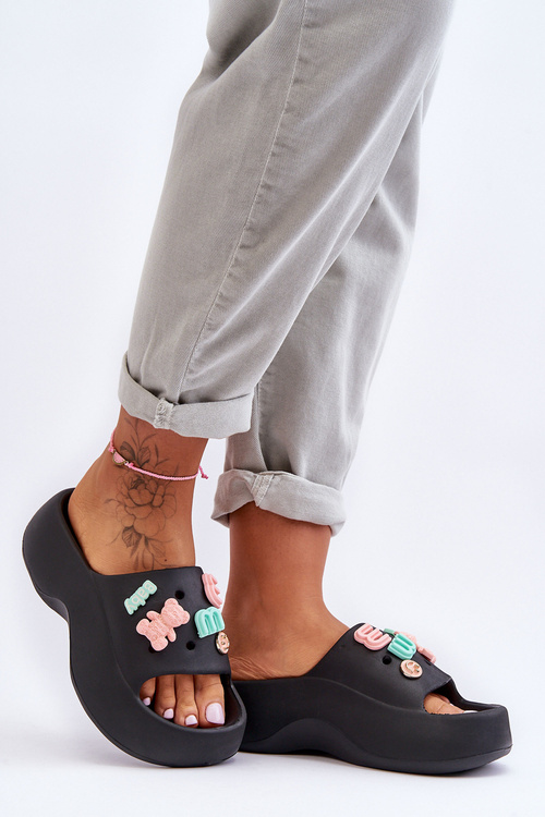 Měkké Dámské Pěnové Sandály s Ozdobami Černé Lorie