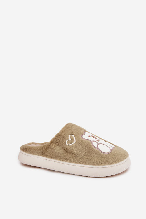 Kožušinové papuče s medveďom zelené Noralie