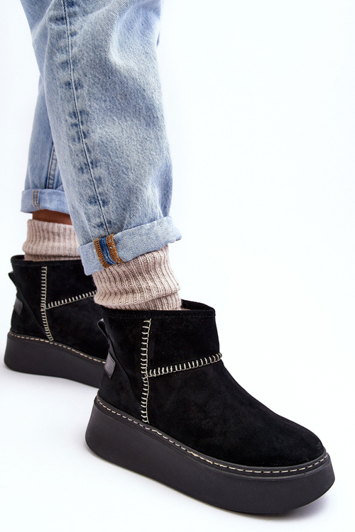 Dámske semišové snehové topánky Maciejka 06257-01 Čierna