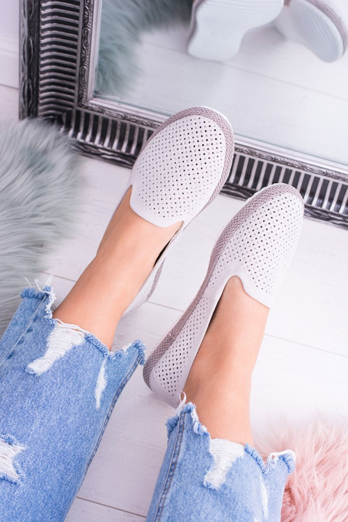 Dámske otvorené práce sivé eparo baleríny