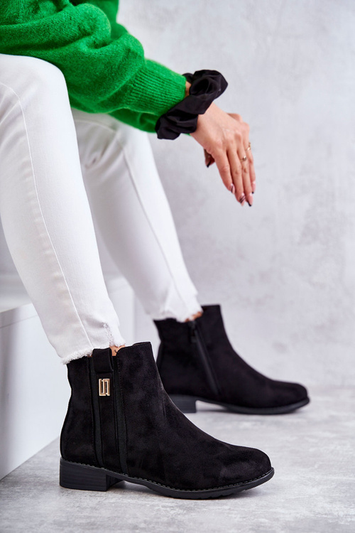 Dámské semišové kozačky s ornamentem černe Giana