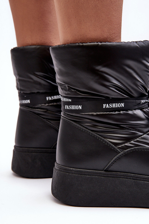 Dámske snehové topánky s dekoratívnou viazanou čiernou siracnou