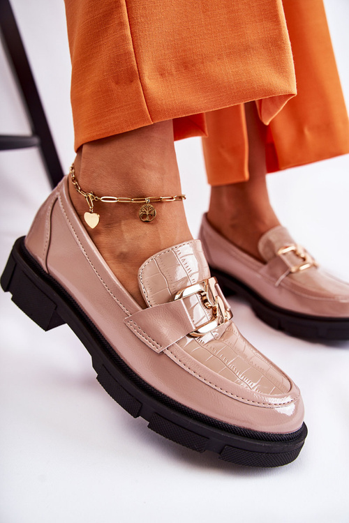 Módní kožené mokasíny Béžová Loveliness