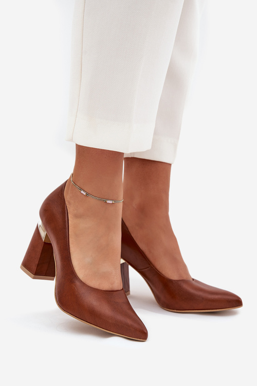 Kožené Lodičky Lewski 3117 Tmavě hnědé