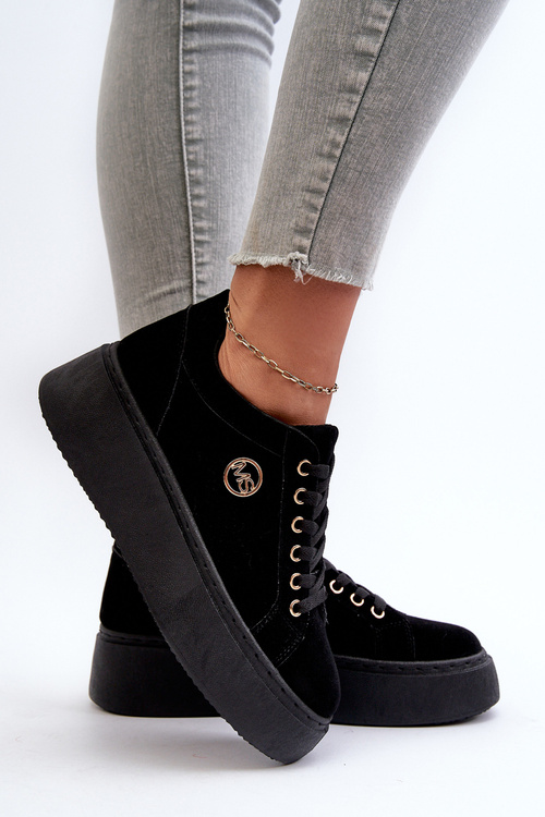 Nízke dámske tenisky na platforme čierne Telirra