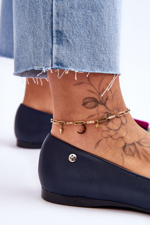 Kožené baleríny s okrajmi Maciejka 04016-17 Navy modrá