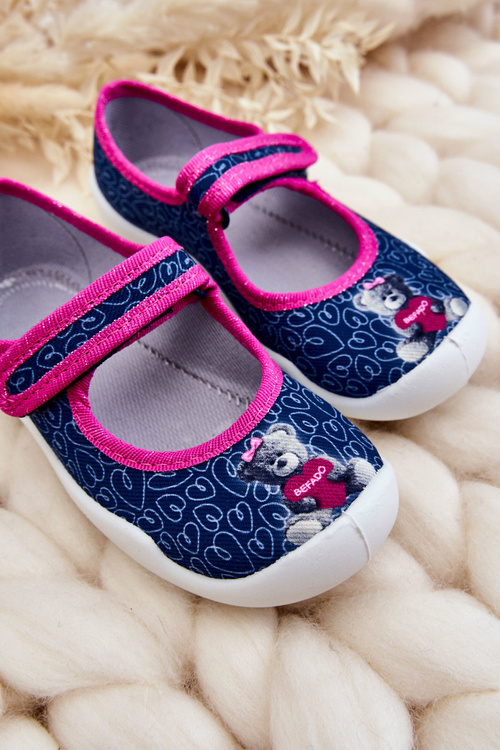 Dětské pantofle Balerína Befado Medvídek 114X505 Námořnická modrá