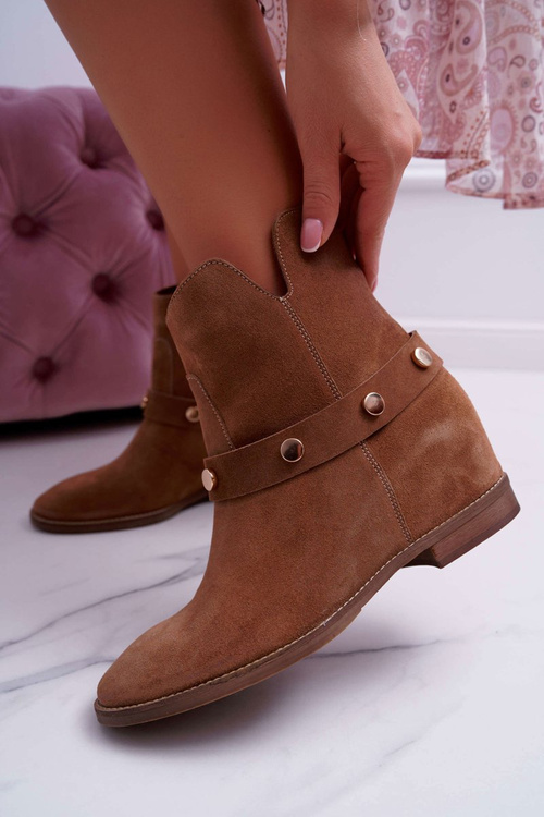 Dámské Kotníkové Boty Laura Messi 1890 Kožené Tmavý Camel Darmah