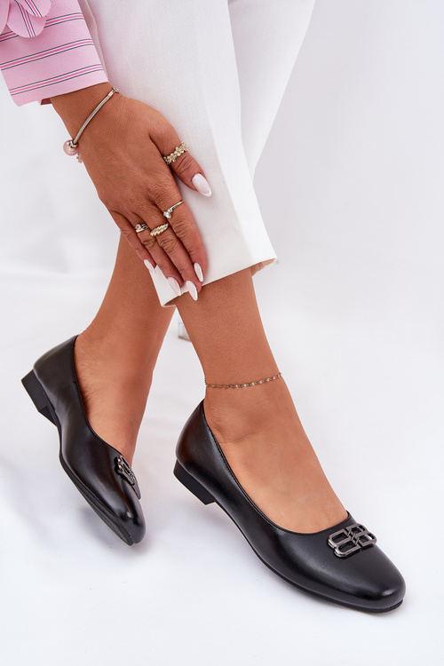 Elegantní Dámské Baletky S Ozdobou Vinceza 62206 Černé