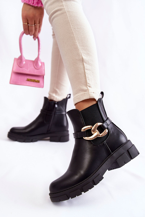 Dámské teplé boty s ozdobou černé Ruth