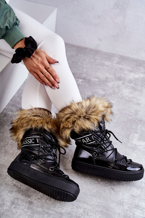 Dámské šněrovací boty do sněhu Černá Santero