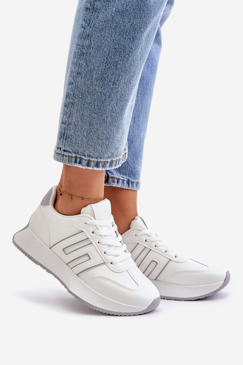 Tenisky Športové Topánky Na Platforme Dámske Bielo-Sivé Thari