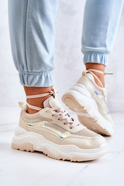 Dámské lesklé tenisky béžové Callisto