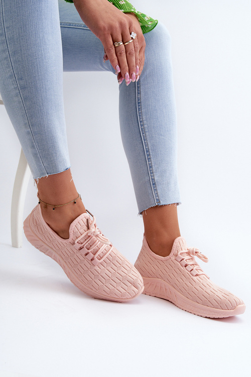 Ľahké športové dámske topánky z látky ružové