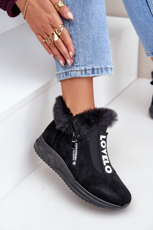 Tenisky Botky Dámské S Kožíškem Černé Zeriana