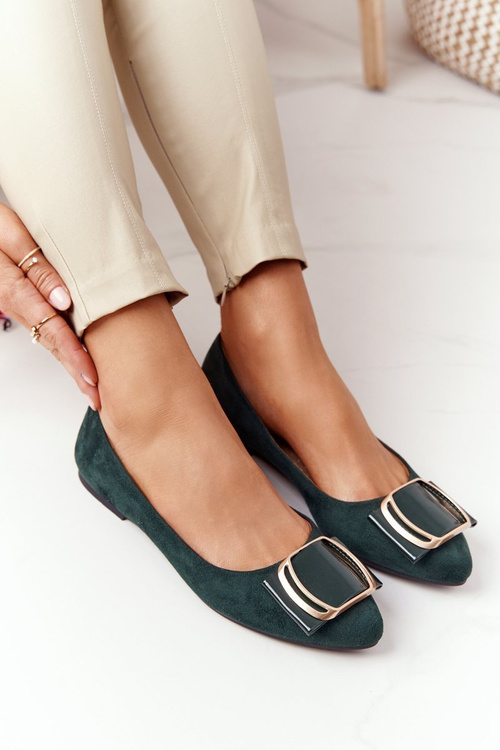 Semišové baleríny s sponou Sergio Leone BL623 Green