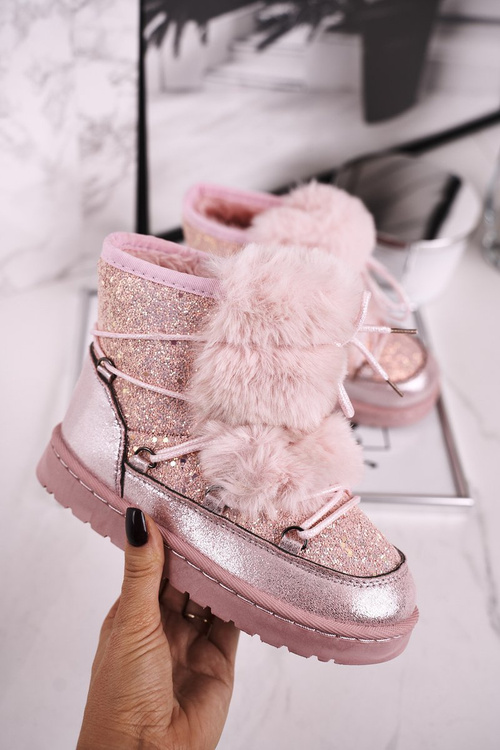 Detské topánky Snehové topánky s kožušinovou ružovou myšou Minnie