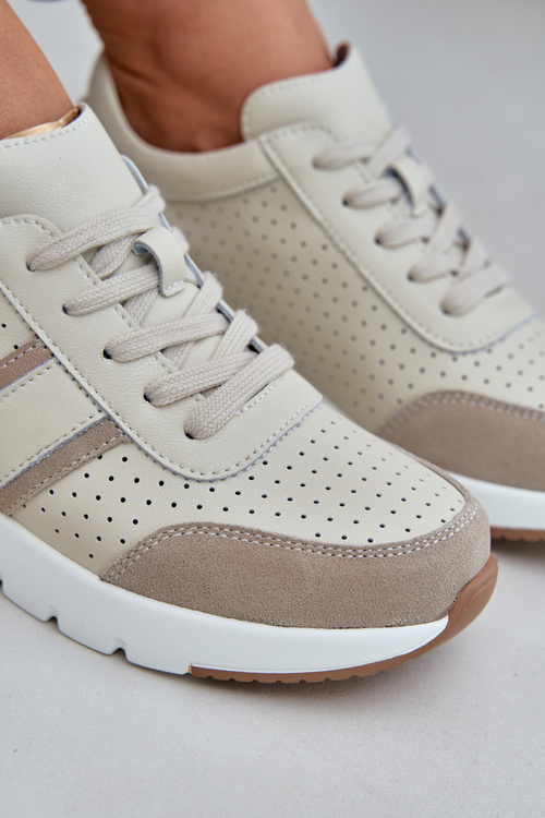 Dámske kožené tenisky na platforme béžové Gatira