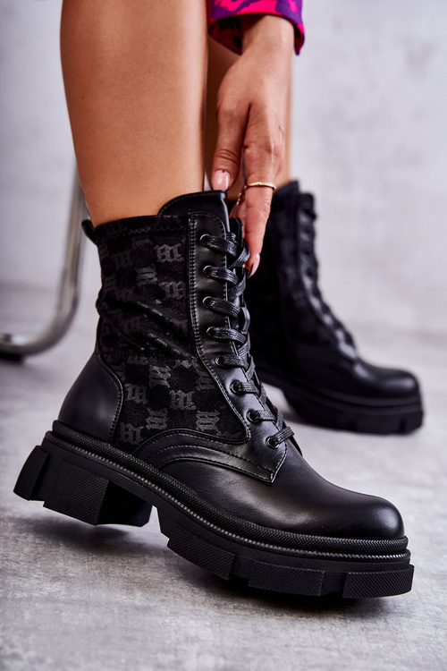 Vysoké dámské kozačky se zavazováním černý Verlon