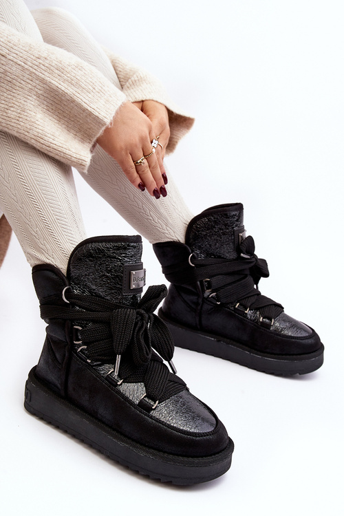 Dámske snehové topánky s viazaním D.Franklin DFSH370006 čierna