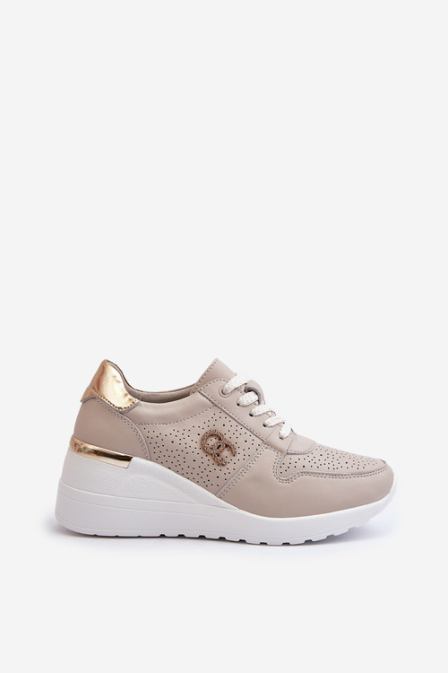 Dámske kožené tenisky na platforme béžové S.Barski LR810