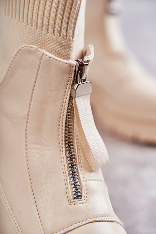 Dámské Ponožkové Kozačky Se Zipem Béžový Shelter