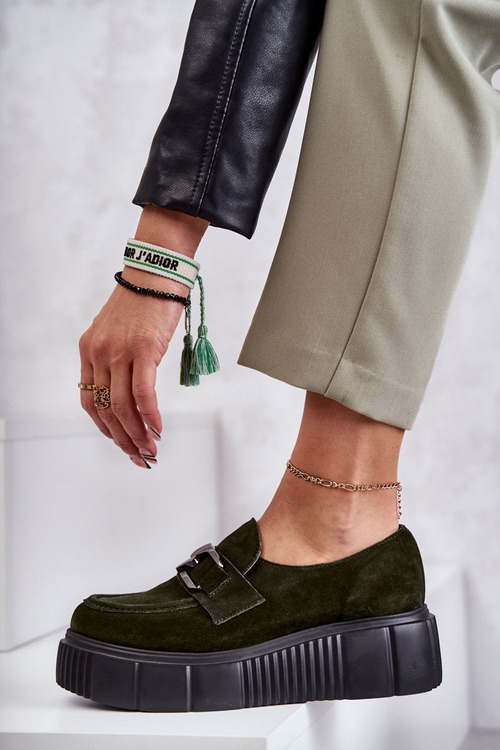 Módne semišové topánky na platforme Khaki Lemar Marsol