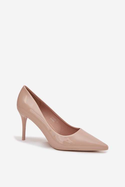 Lakované Eko Kožené Dámske Lodičky S Špičatými Nosmi Béžové Jadira