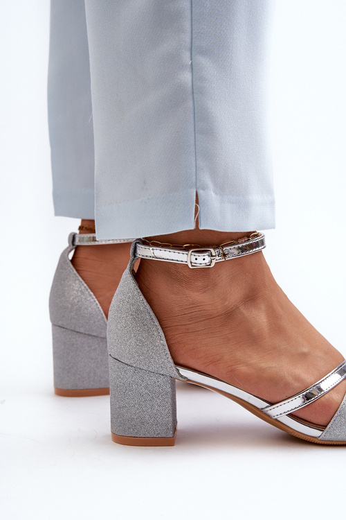 Dámské sandály na nízkém podpatku stříbrné Ploemis