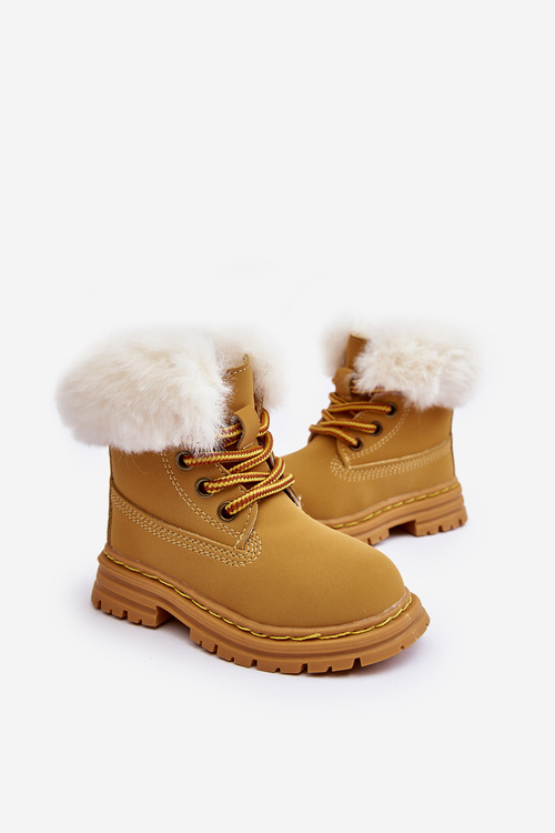Dětské Trapery Botky na Zip s Kožešinou Camel Gerande