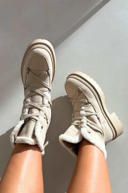 Dámske snehule s kožušinkou Béžové Irmara