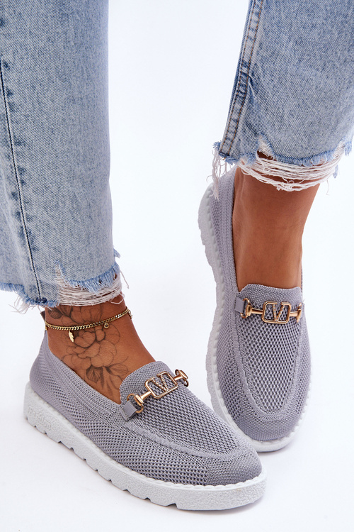 Dámské nazouvací tenisky se zdobením Šedé Alena