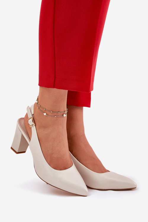 Pohodlné lodičky na podpatku Sergio Leone SK162 perlové