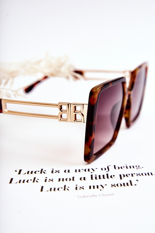 Čtvercové sluneční brýle Mramorovaný V130042 Hnědý