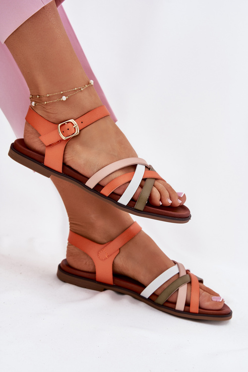 Dámské Sandály S Proplétajícími Se Pásky Oranžové Sergio Leone SK090H