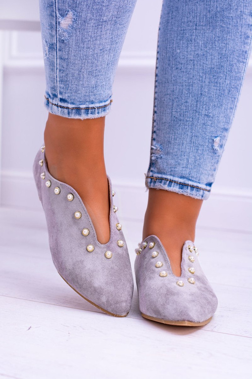 Lu boo šedá topánky s výrezmi merseo korálky