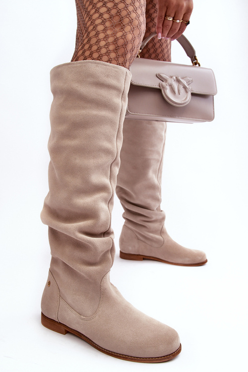 Ženské semišové koleno topánky Maciejka 05790-22 Svetelná béžová béžová