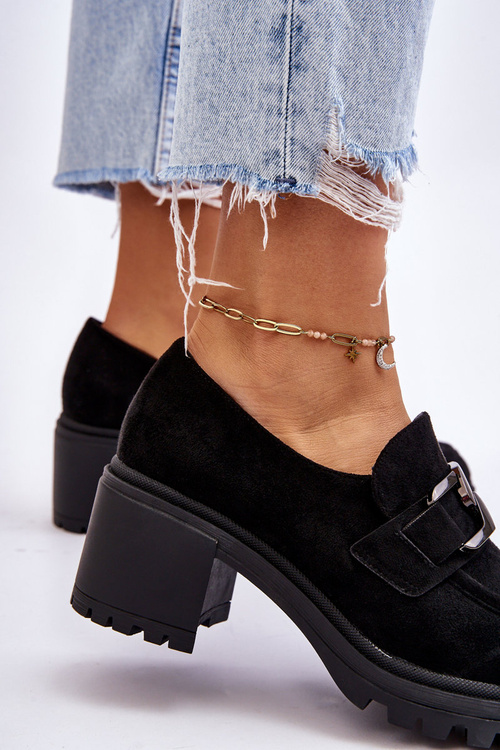 Semišové topánky na masívnom päte Black Finley