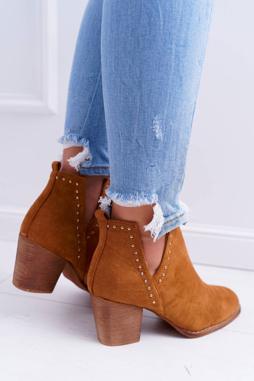 Dámské Ktníkové Boty Na Podpatku Slip-on s Výřezy Camel ManiMani