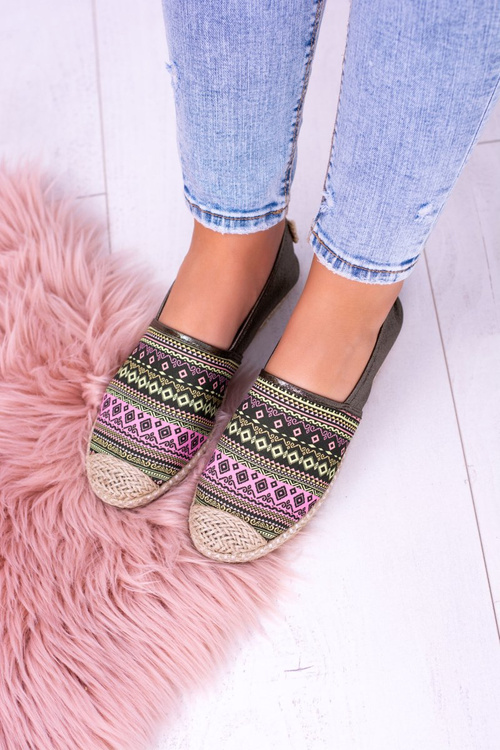 Lu Boo zelené ženy letní Espadrilles Aztec Monett