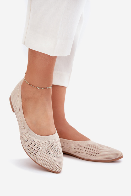 Materiálové Dámske Baleríny Béžové Zelira