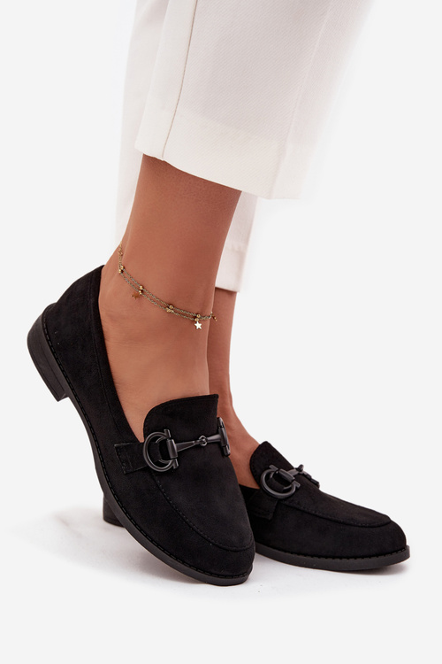 Ženské Mokasíny S Dekoratívnym Detalom Eco Zamat Čierne Ambria