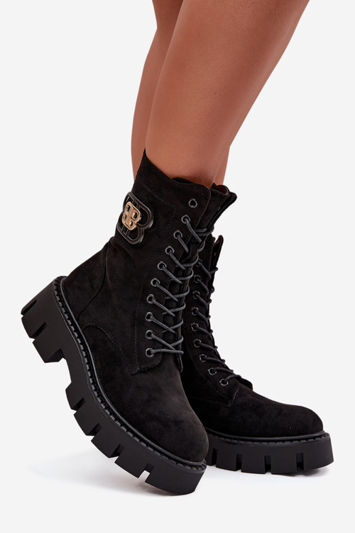 Zateplené workery dámské s ozdobou černé Melisse