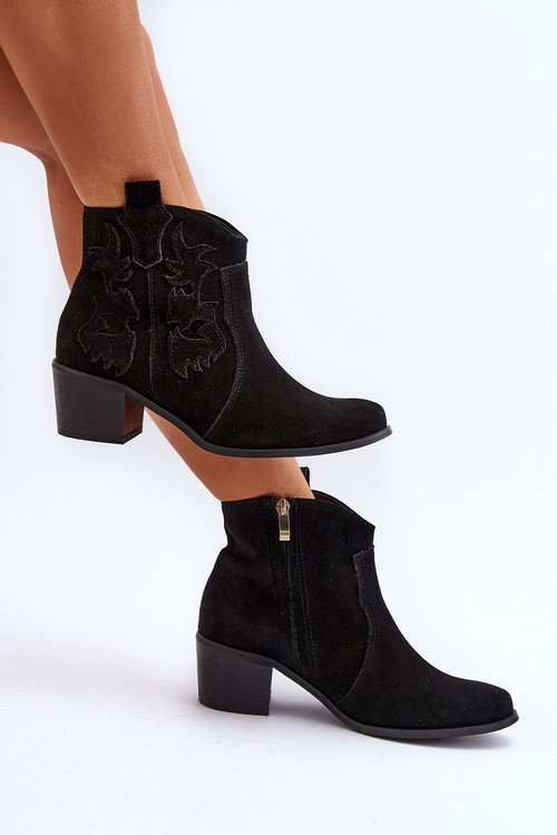 Zazoo 3426 Dámské Semišové Botky Kowbojky Černé