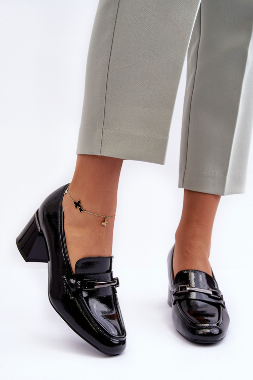 Lakované Sandály Na Sloupku Černé Idona