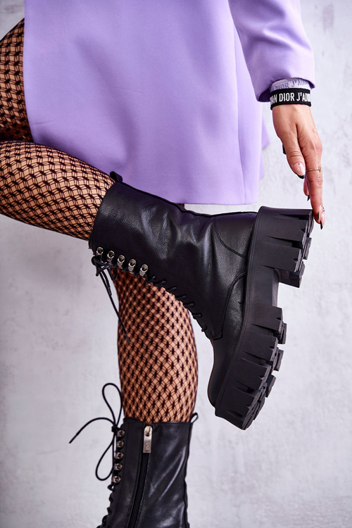 Kožené teplé boty GOE KK2N4013 černé