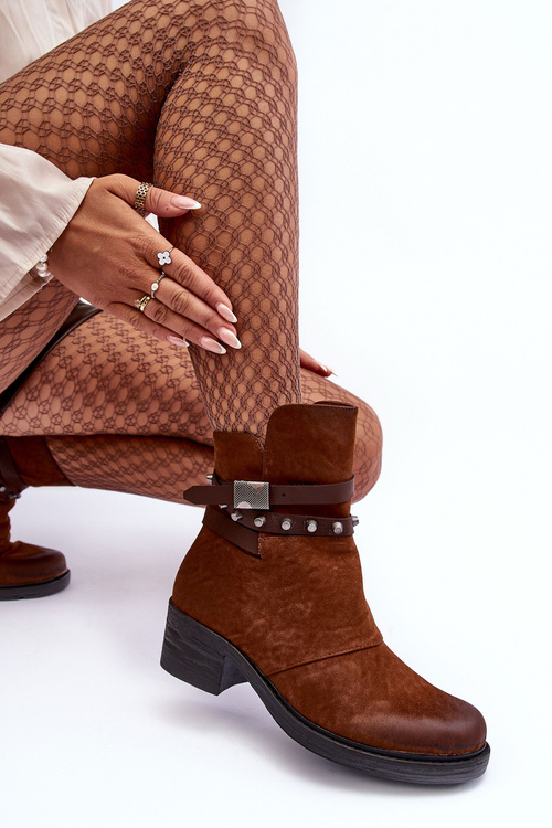 Ocieplané Botky Na Podpatku Camel Effie