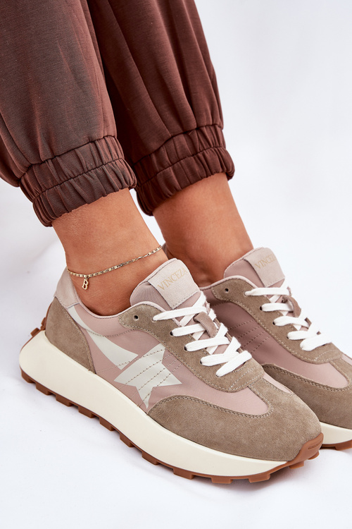 Dámske Semišové Športové Topánky Na Platforme Vinceza 66720 Béžové